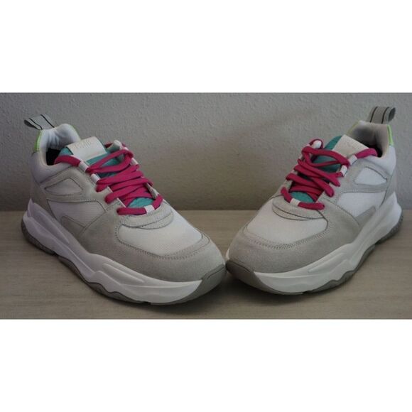 P448 Women's Sz 10 EUR 40 White Luke Leather/Mesh Fabric Platform Sneakers - Picture 6 of 9